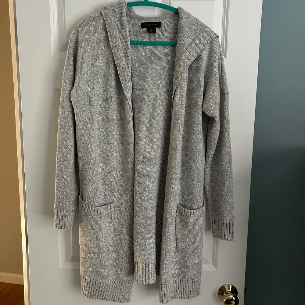 Tahari long hooded sweater